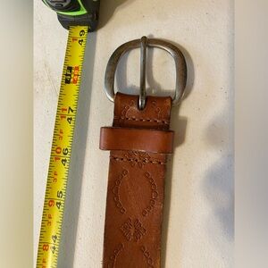 Brown Leather Belt with Silver Buckle